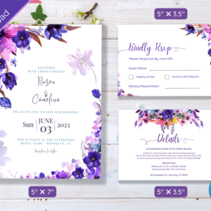 Floral Wedding Invitation Template Set